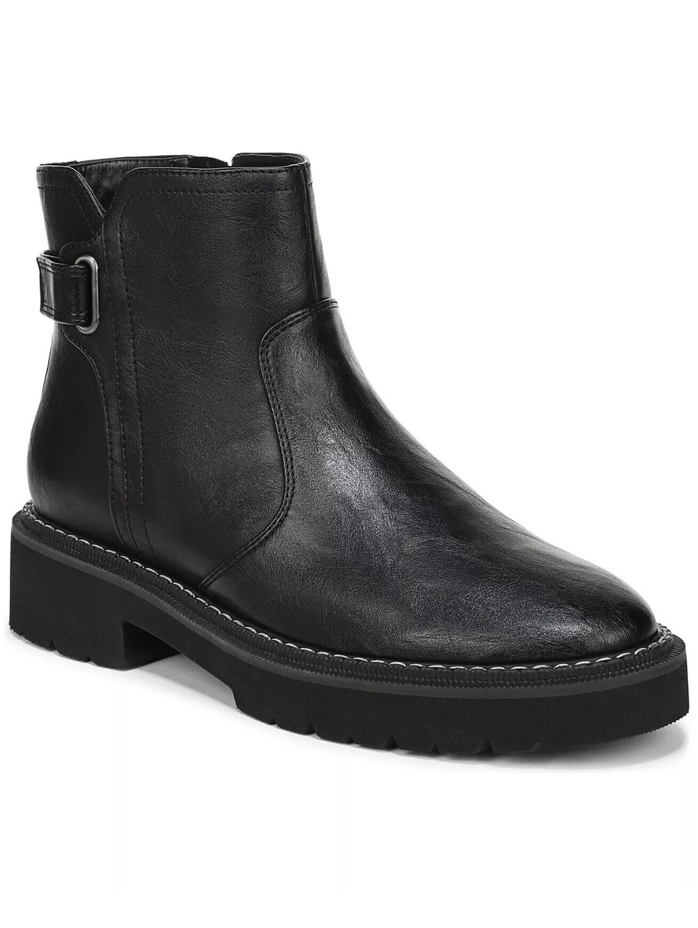 165$ Naturalizer Rue Almond Toe Leather Ankle Booties Women's Size 10W Black